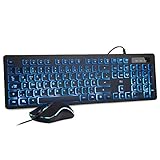 Rii Gaming Tastatur und Maus Set mit Kabel, 3 LED Hintergrundbeleuchtung QWERTZ...