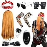 Ulikey 70er 80er Jahre Rocker-Kostüm für Herren, 11 PCS Punk Gothic Rocker Kit mit...