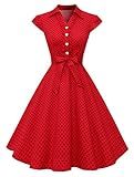 Wedtrend Damen 50er Vintage Retro Rockabilly Swing Kleid Kurzer Ärmel...