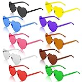 flintronic 10 Paar Hippie Herzförmige Brille, Transparente Candy Color Sonnenbrille für...