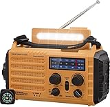 Tragbare Solar, Notfall Radio mit Kurbel, Dynamo Wetter AM/FM/SW Radio,4000mAh...