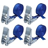 Spanngurt mit Ratsche Zurrgurt 4er Set Ratschengurt DIN EN 12195-2 blau 4 m oder 6 m, 25...