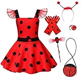 vamei Ladybug Kostüm Mädchen Marienkäfer Kostüm Prinzessin Kleid Mädchen mit...