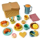 HERSITY Picknickkorb Kinder Teeservice Spielküche, Picknick Kinder Set mit Decke, Tee Set...