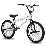 Hiland 20 Zoll BMX Freestyle Bike für Jungen mit 360 Grad Gyro & 4 Pegs, weiß...