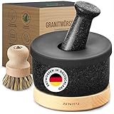 ATNITY Mörser mit Stößel aus Granit Ø 14,5cm – Stein Mörser mit extra...