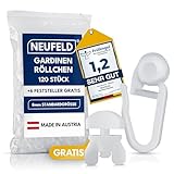 NEUFELD® 120 Gardinenröllchen für Innenlauf Schienen (inkl. 6 Feststeller) I Waschfeste...