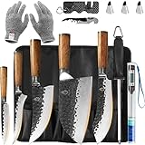 FULLHI Japan Messer Kochmesser Set,Küchenmesser Set mit Messerscheide und Messertasche,...