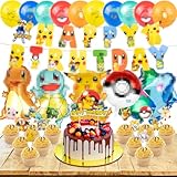 55Pcs Kinder Geburtstagsdeko, Kinder Geburtstag Party Set, Tortendeko Cake Topper Set,...