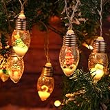 Aurelema Weihnachts-Lichterkette, 2 m, 10 LEDs, Schneekugel-Lichter mit Baum, Schnee,...