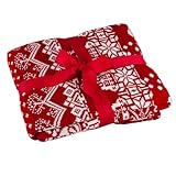 Deco4Me Kuscheldecke Strickdecke Sofadecke Weihnachten, Rot-Weiß, 130 x 170 cm -...