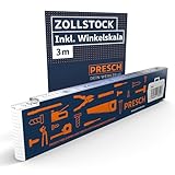 Presch Zollstock 3m mit Winkelfunktion - Holz - Blau - Große & sehr gut lesbare...