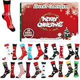 Weihnachts-Countdown-Socken 2024 | 24 Paar Unisex-Weihnachtssocken, Weihnachtssocken für...