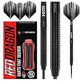 RED DRAGON Razor Edge Black 24 Gramm Dartpfeile Tungsten Profi Steel Darts mit Flights und...