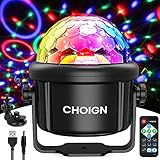 Discokugel, CHOIGN DiscoLicht Partylicht LED Musikgesteuert DJ party Lampe 360°...