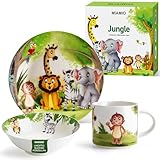 MIAMIO - 3er-Set Kindergeschirr/Porzellan Kinderbesteck, Kindergeschirr-Set aus...