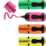 edding 7 Mini Textmarker Set - Neon-Farben - 4 highlighter pens - Keilspitze 1-3...