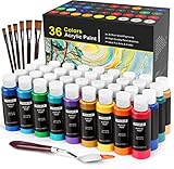 RATEL Acrylfarben Set, 60ml Flaschen Acrylfarbe, 44er-Set mit 36 Farb-Pigmenten,...