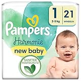 Pampers Harmonie Größe 1, 21 Windeln, 2kg - 5kg, sanfter Hautschutz und...