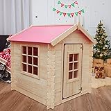 Timbela M570R-1 Kinderspielhaus aus Holz- Spielhaus im Freien für Kinder - 111x113xH121...