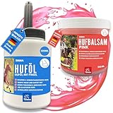 Huföl Pferde mit Pinsel 0,48L + Hufbalsam Pferde pink 0,5L Huffett Pferde I Hufpflege...