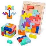 VORHOT 3D Puzzle Tetris Spiel Kinder, Holzpuzzle mit 30 Stück Intelligenz Bunte...