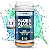 TeichHeld Fadenalgenvernichter teich [360° Schutz für Fische] 1kg Extra schnell &...