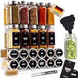 Deco haus® Gewürzgläser eckig luftdicht 24er Set [inkl. Etiketten & Streueinsatz] -...