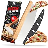 Villkin Pizzamesser mit 32cm Klinge - Scharfer Pizzaschneider aus Edelstahl mit Holzgriff...