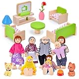 Tacobear Puppenhaus Puppenfamilie Set mit 8 Puppen Families Figuren Puppenhaus...