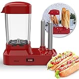 Hot Dog Maker mit 2 Brötchenwärmer - Hot-Dog Maschine für 6 Würstchen - Abnehmbarer...