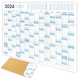 XXL Wandkalender 2024 groß (90x60cm) - Jahresplaner 2024 quer als Kalender für die Wand...