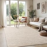 the carpet Deluxe Wool Handgewebter Wollteppich im natürlichen skandinavischen Boho-Look,...