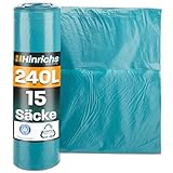 Hinrichs Müllsäcke 240L extra Stark - 15er Rolle - 100x125 cm - Extrem...