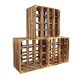 CHICCIE 3er Set Weinregal Holzkiste Wino aus Kiefernholz - Weinkisten Holz Regal geflammt...