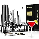 Cocktail Shaker Set, oGoDeal Boston Cocktail Shaker Schwarz mit Ständer, 27pcs...