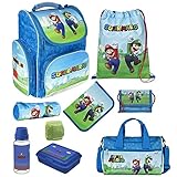 Schulranzen Set 9 TLG. Modell CLOU Super Mario Ranzen 1. Klasse | Schultasche mit...