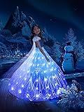 UPORPOR LED Kostüme Mädchen Kinder Kleid Karneval Schnee Prinzessin Halloween Eis...