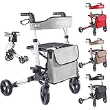 Arebos Leichtgewicht Rollator | Aluminium | Reiserollator | Gehhilfe 6-fach...