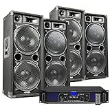 DJ Lautsprecher Set, mobile PA Anlage Komplettset, 5600 Watt, DJ Set Komplett, 4x MAX212...