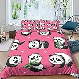 GENBAK Cute Panda Kids Fun 3D Bettwäsche Set entzückendes Tier Mikrofaser 3 Teilig...