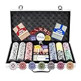 wecoms Professionelles Pokerset – 300 Pokerchips à 12 Gramm mit Metallzentrum, 2...