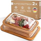 Exitoso Servierbrett Holz Aufschnittboxen für Kühlschrank Glas 2er Set...