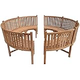 Teako Design Parkbank Gartenbank Rundbank Rom Teak Massivholz Verschiedene Größen...