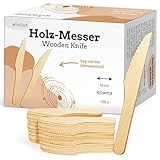 Wiseware Einwegmesser aus Birkenholz - 100 Stück Einweg Holzmesser 16cm -...