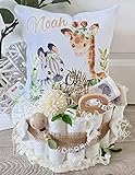 Windeltorte mit Name - Kuschelkissen Giraffe Zebra I Schnullerkette & Greifling -...