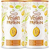 Vegan Protein - SCHOKOLADE - Veganes Proteinpulver aus gesprossten Reis, Erbsen,...