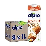 Alpro Mandeldrink Ohne Zucker, 8x1 L, haltbar, Quelle von Calcium und Vitaminen,...