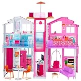 Barbie Haus Traumvilla, Stadthaus mit 3-Etagen und 5 Zimmern, inkl. Barbie Zubehör wie...