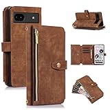 UEEBAI Hülle für Google Pixel 6a 5G, 9 Kartenfäche Retro Leder Geldbörs Flip Case mit...